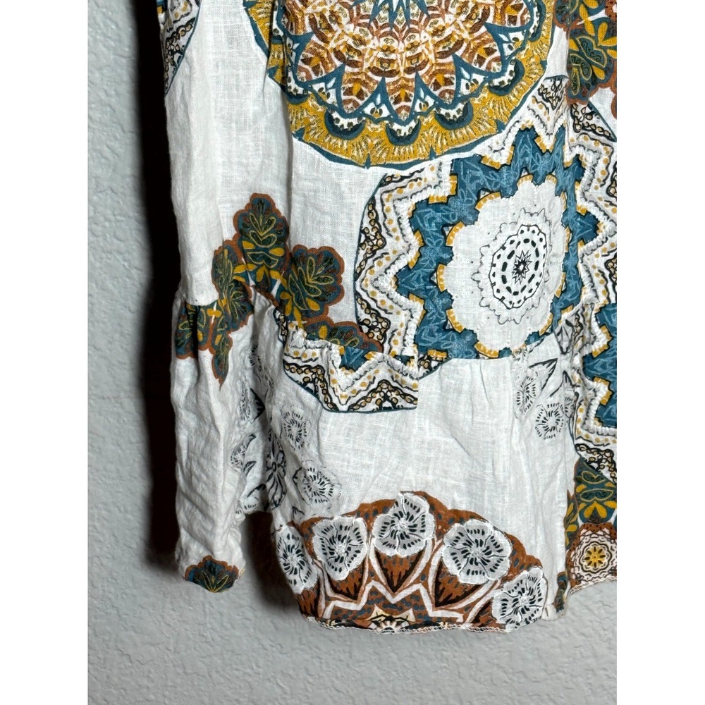 Cristina Vergani Shirt Dress Womens Medium Multicolor‎ Medallion Print Side Slit - Picture 10 of 16